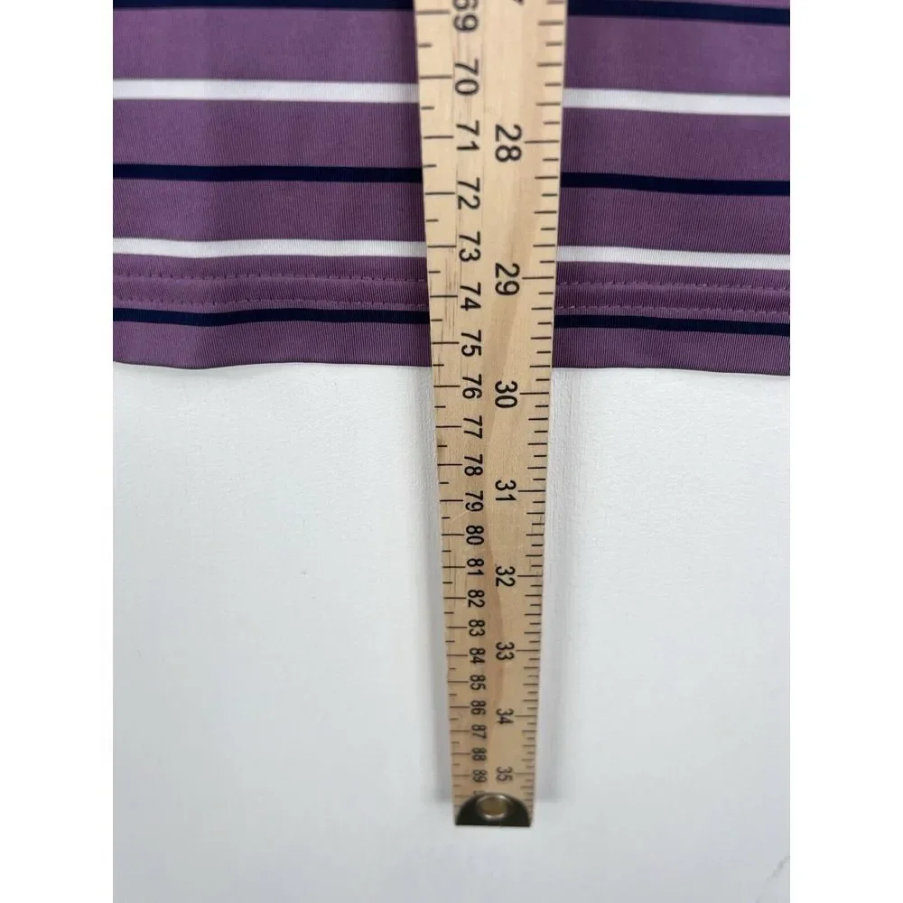RLX Ralph Lauren Polo‎ Shirt L Purple Striped Performance Barton Creek Golf Mens
